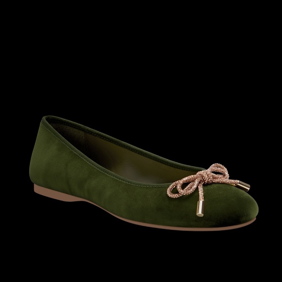 Birdies The Hummingbird - Evergreen Velvet Jeweled Bow Size 7.57.5 - Picture 1 of 3
